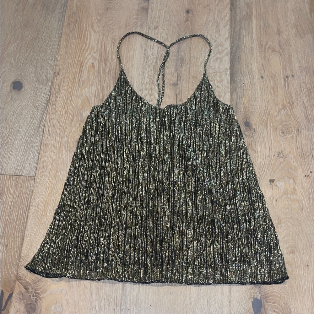 New top shop Elegant Black and Gold Women's tank sparkle glitter business shell